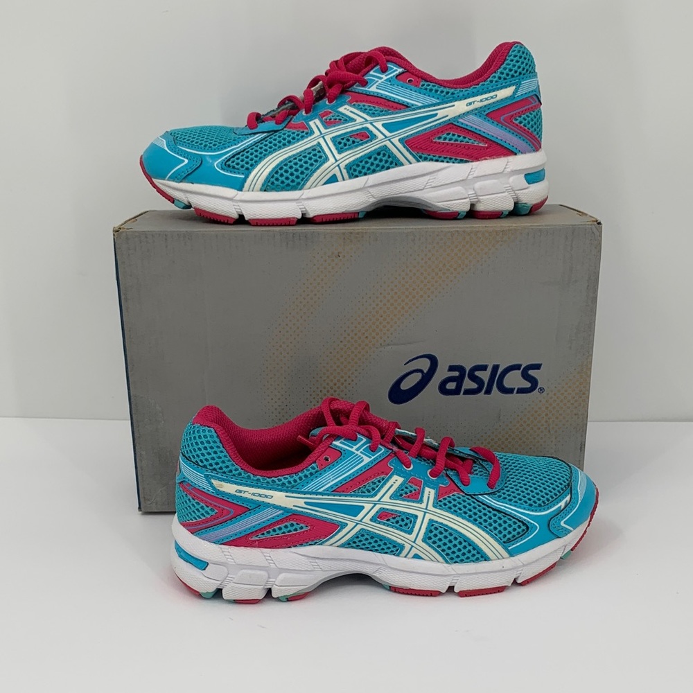 ASICS GT-1000 2 GS running shoes turquoise youth child lace-up gel blue new 5